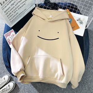 Men's Beige Hoodie with Smiley Design